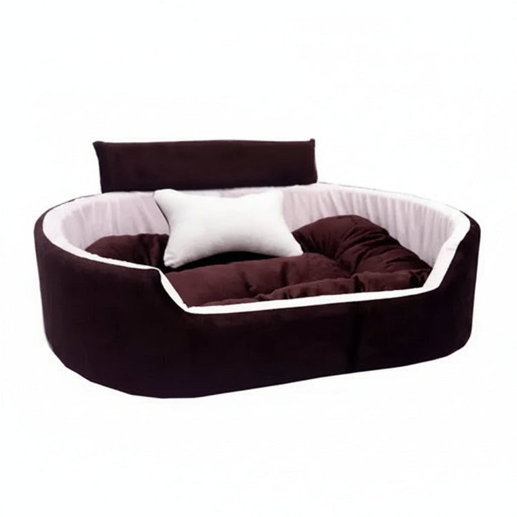 DesiTails® Pet Sofa Bed with Collar & Bone Toy (Small, Brown/White) DesiTails®