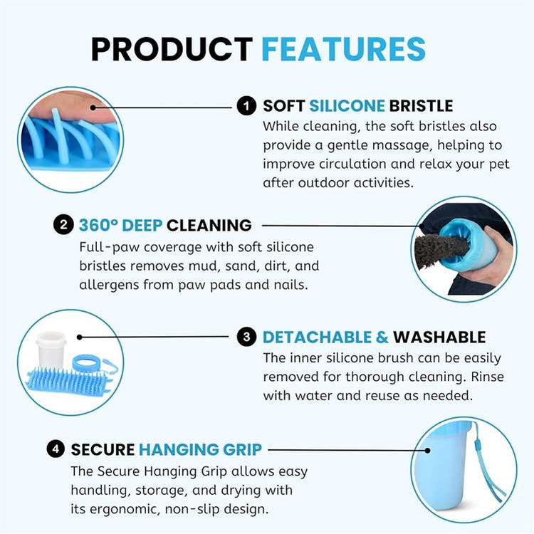 🐾 DesiTails® Pet Paw Cleaner — Portable Dog Paw Washer Cup with Soft Silicone Bristles