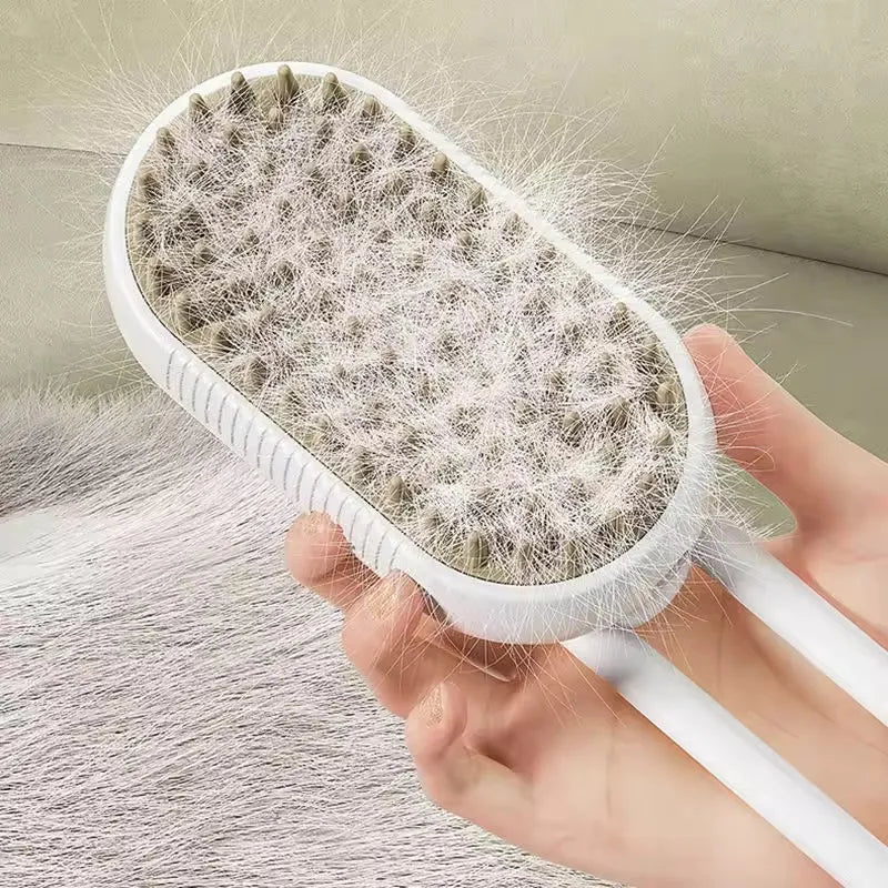 DesiTails® 3-in-1 Electric Pet Steam Brush with One-Click Spray Comb – Removes Loose & Floating Hair Easily