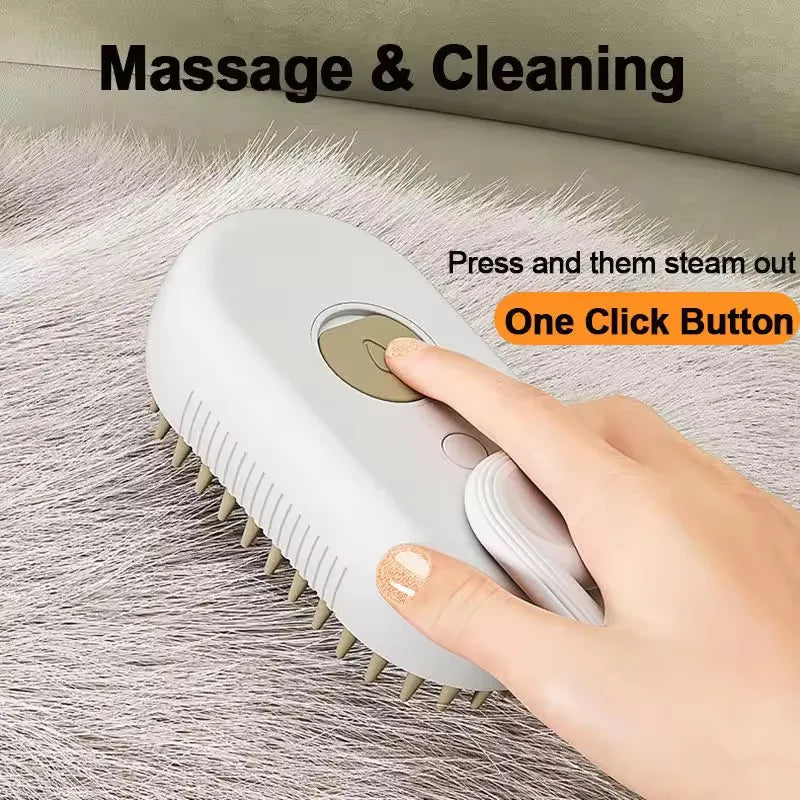DesiTails® 3-in-1 Electric Pet Steam Brush with One-Click Spray Comb – Removes Loose & Floating Hair Easily