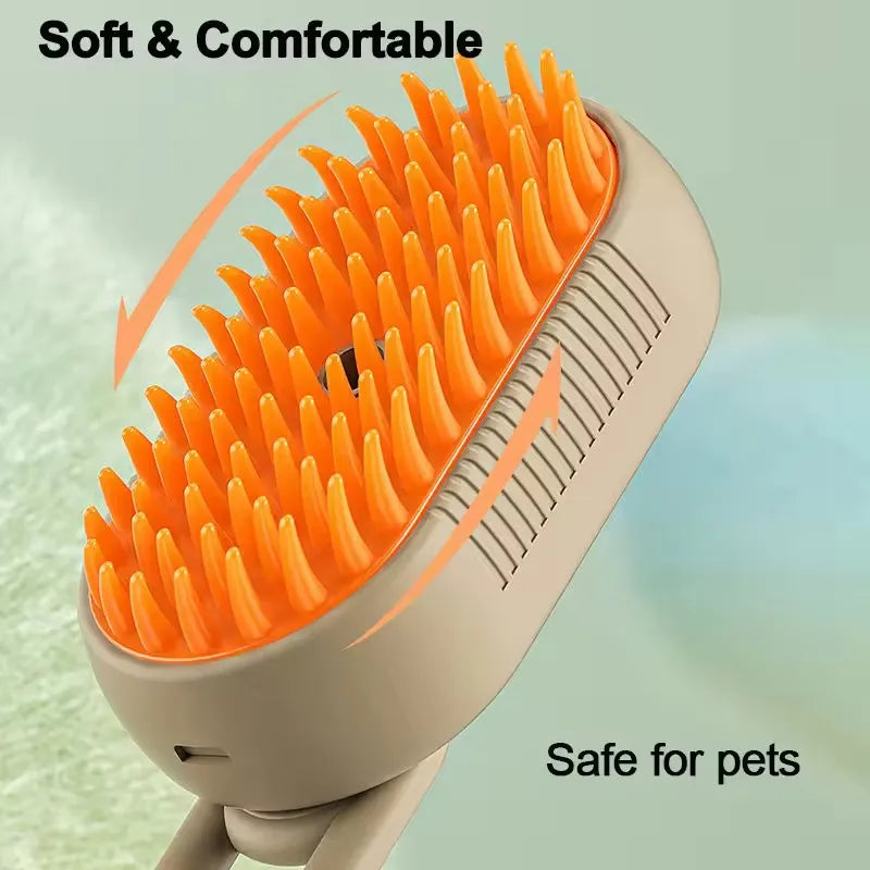 DesiTails® 3-in-1 Electric Pet Steam Brush with One-Click Spray Comb – Removes Loose & Floating Hair Easily
