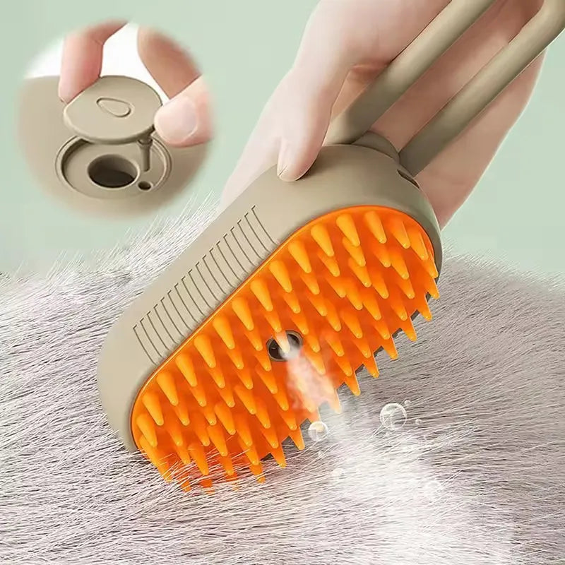 DesiTails® 3-in-1 Electric Pet Steam Brush with One-Click Spray Comb – Removes Loose & Floating Hair Easily