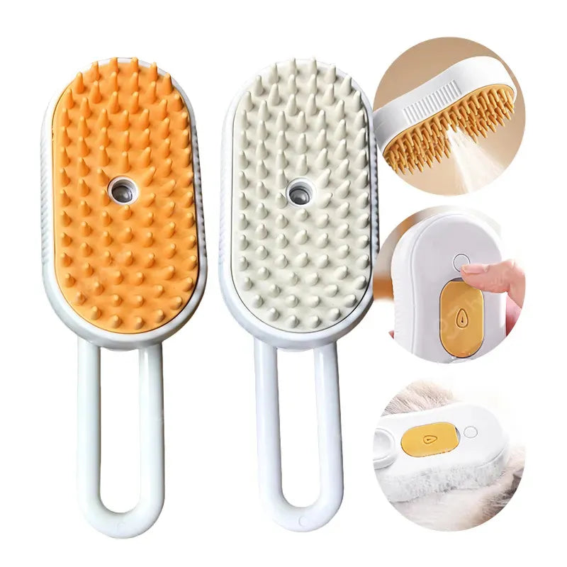 DesiTails® 3-in-1 Electric Pet Steam Brush with One-Click Spray Comb – Removes Loose & Floating Hair Easily