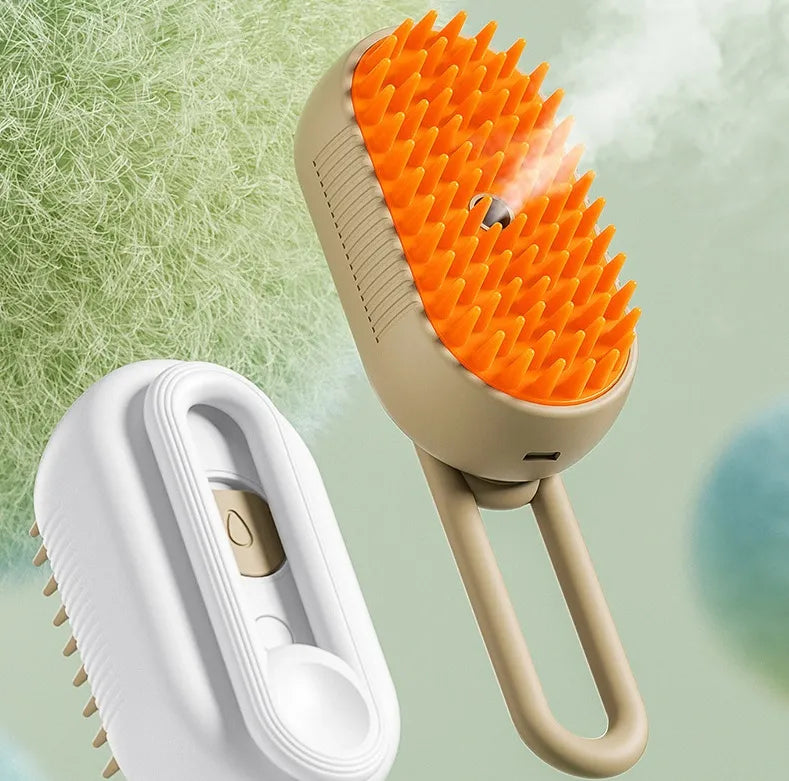 DesiTails® 3-in-1 Electric Pet Steam Brush with One-Click Spray Comb – Removes Loose & Floating Hair Easily