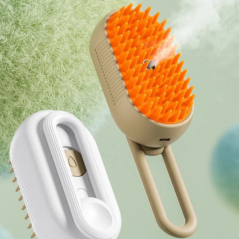 DesiTails® 3-in-1 Electric Pet Steam Brush with One-Click Spray Comb – Removes Loose & Floating Hair Easily