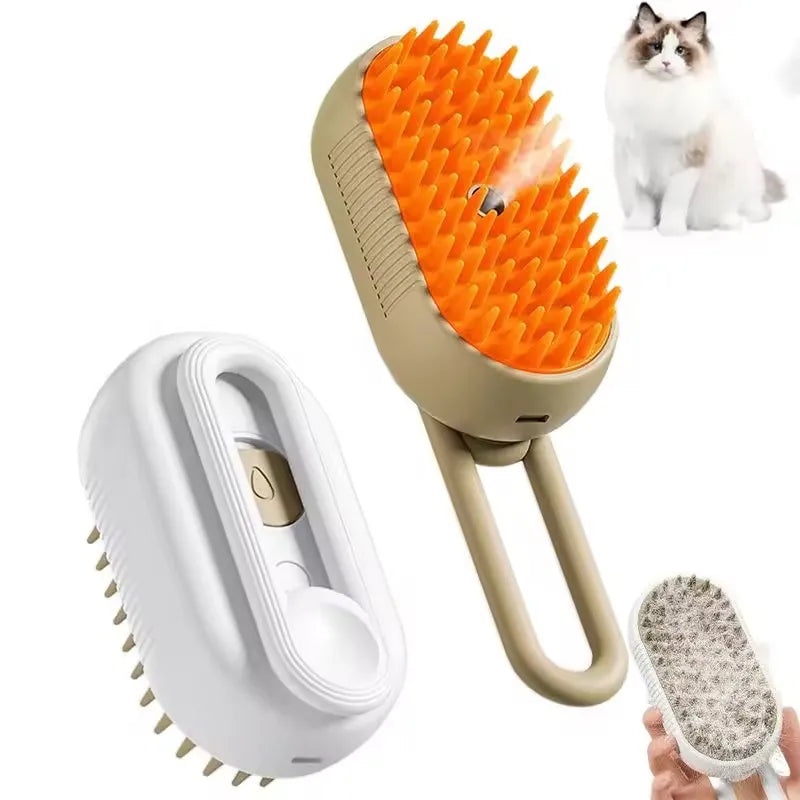 DesiTails® 3-in-1 Electric Pet Steam Brush with One-Click Spray Comb – Removes Loose & Floating Hair Easily