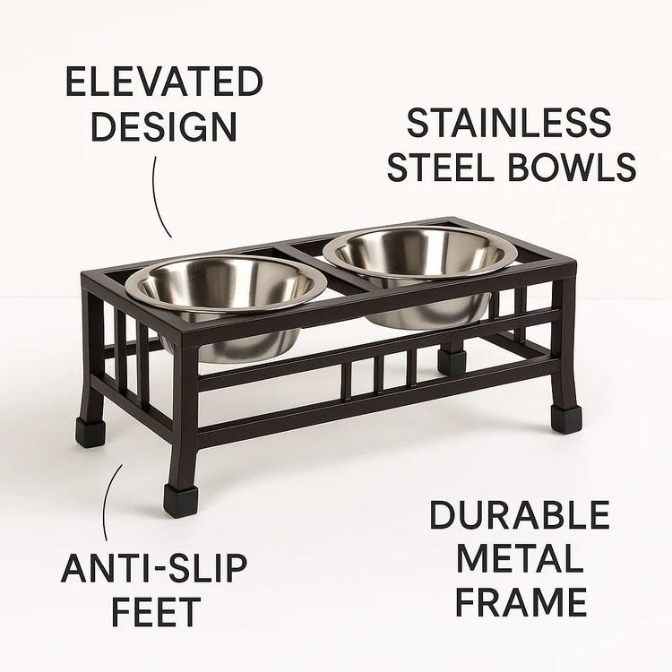 DesiTails® Elevated Stainless Steel Double Pet Feeder Stand (950ml x 2) DesiTails®
