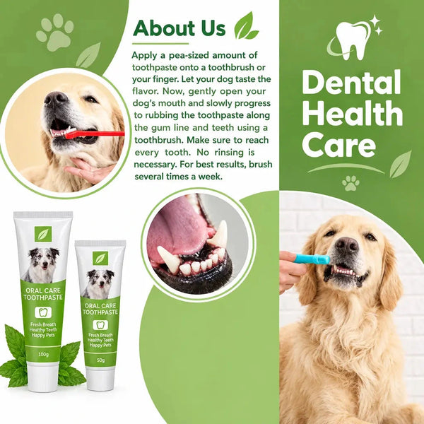 DesiTails® Bio-Enzyme Mint Dog Toothpaste & 3-in-1 Toothbrush Set for fresh breath and dental health.