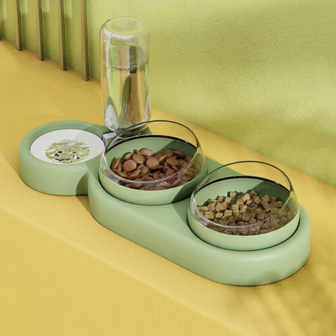 DesiTails® 3-in-1 Food & Automatic Water Dispenser Bowl Set for Dogs & Cats